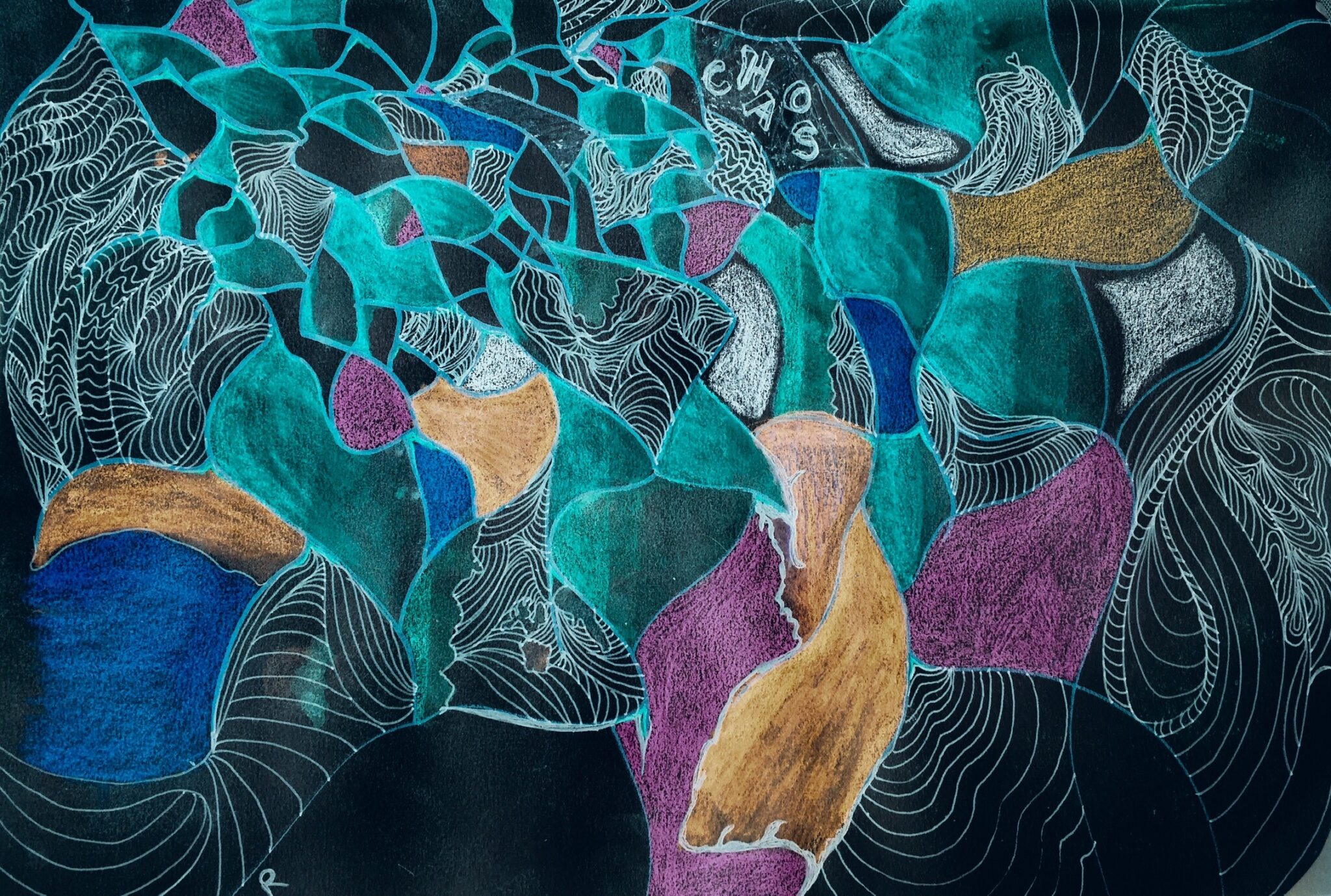 Organised Chaos, ink water color on paper. Lianne Morgan 2021